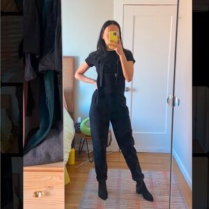 Lucy and Yak black denim dungareees